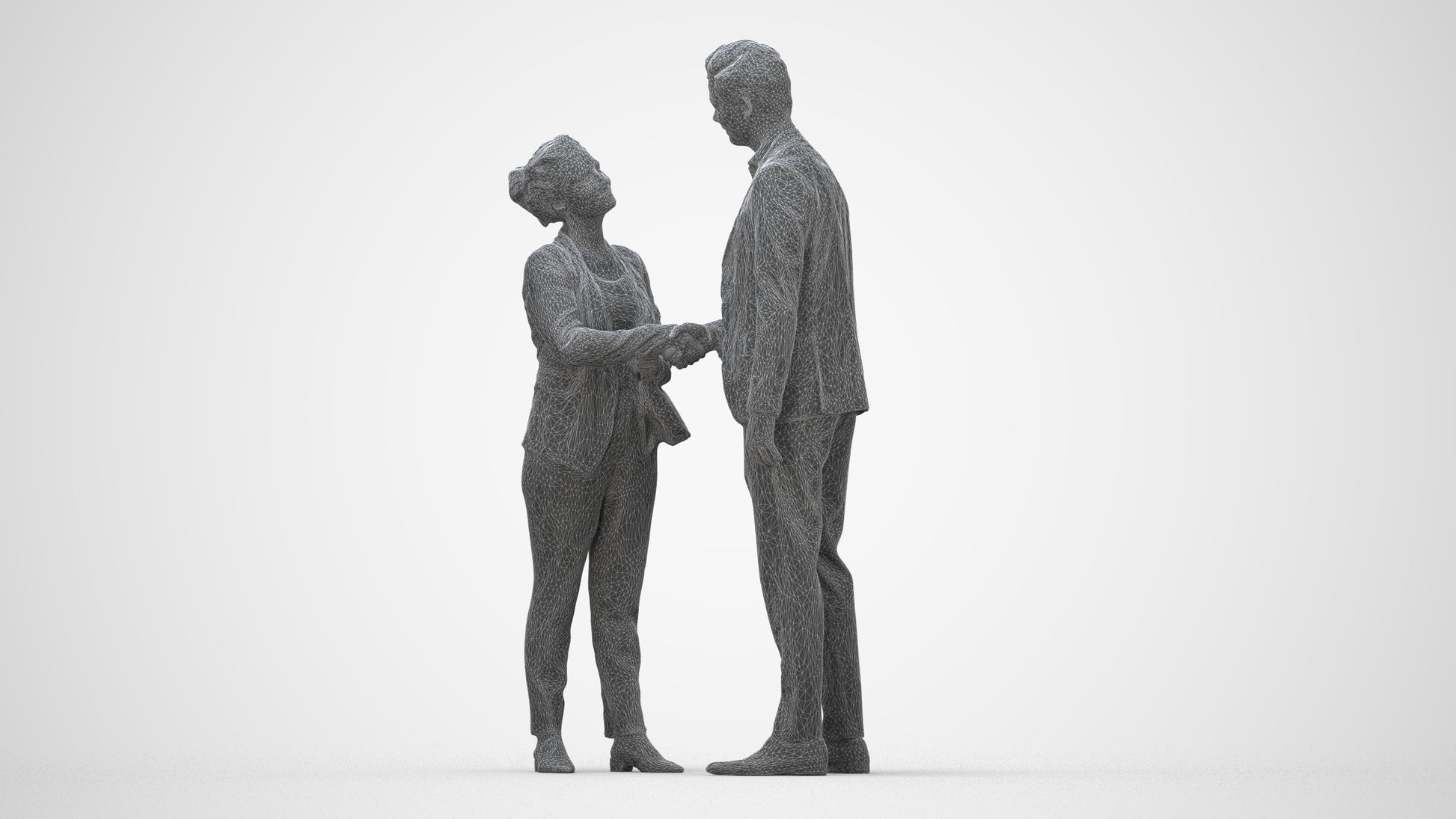 realistic 3D people woman business, render-ready for V-Ray and Corona, FBX OBJ, wireframe back view