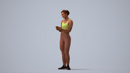 scanned 3D woman sport, photogrammetry people for Enscape and V-Ray, three-quarter view render