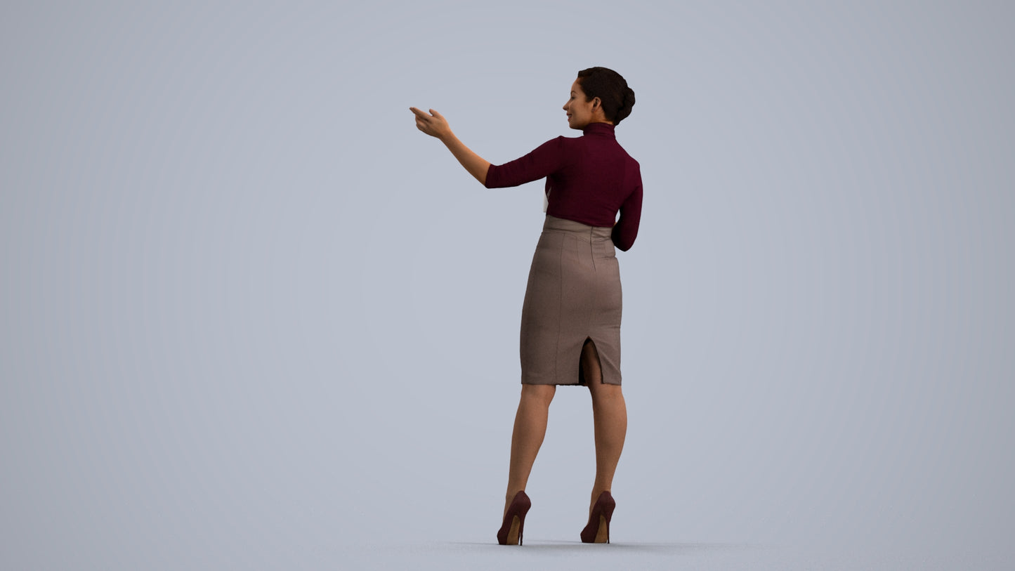 photogrammetry 3D woman business, realistic human model archviz FBX, front view render