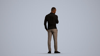 scanned 3D man business standing, photogrammetry people for Enscape and V-Ray, front view render