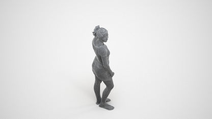 realistic 3D people woman casual standing, render-ready for V-Ray and Corona, FBX OBJ, wireframe three-quarter view