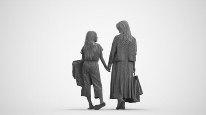 3D people model girl casual kids, scanned human for 3ds Max rendering, wireframe front view