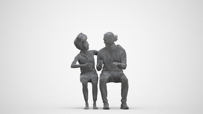 scanned 3D man casual couple, photogrammetry people for Enscape and V-Ray, three-quarter front view render