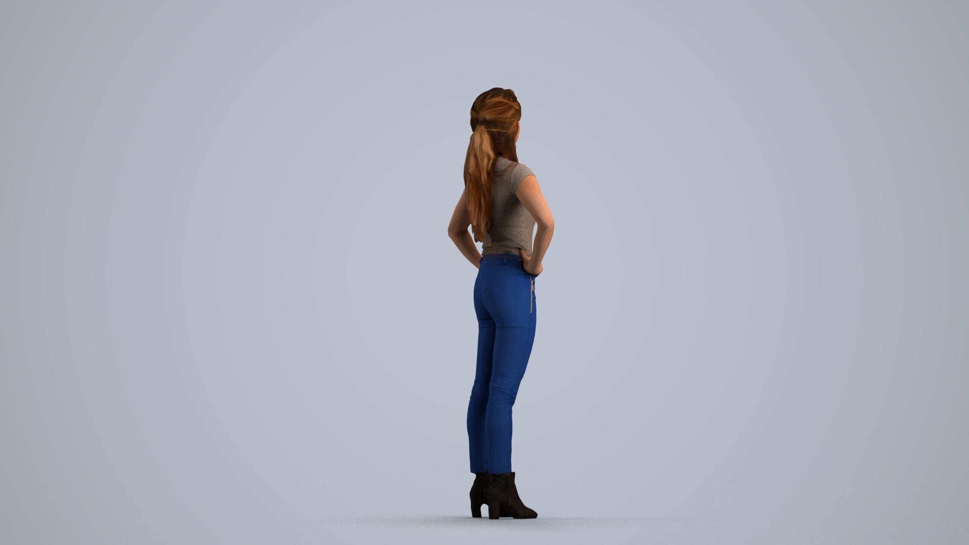 scanned 3D woman casual standing, photogrammetry people for Enscape and V-Ray, front view render