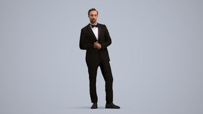 scanned 3D man formal formalaffairs, photogrammetry people for Enscape and V-Ray, standing pose render