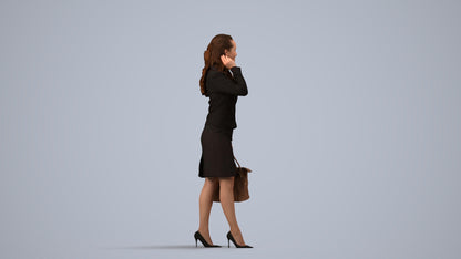 3D scanned woman standing business, photorealistic archviz people for Enscape and SketchUp, side view render