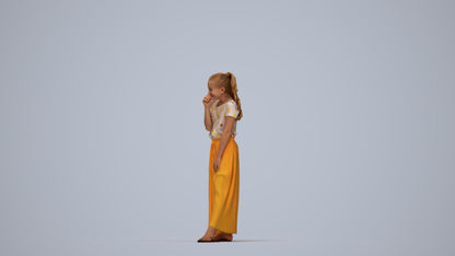 3D people model girl casual kids, scanned human for 3ds Max rendering, top-down view render
