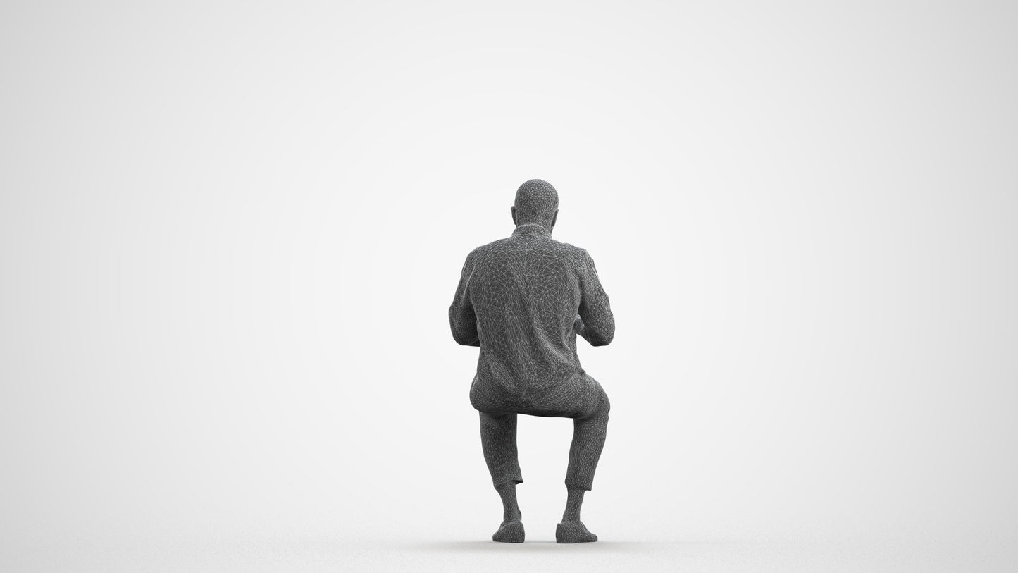 3D human model man business, photogrammetry scanned person for archviz, wireframe front view