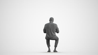 3D human model man business, photogrammetry scanned person for archviz, wireframe front view