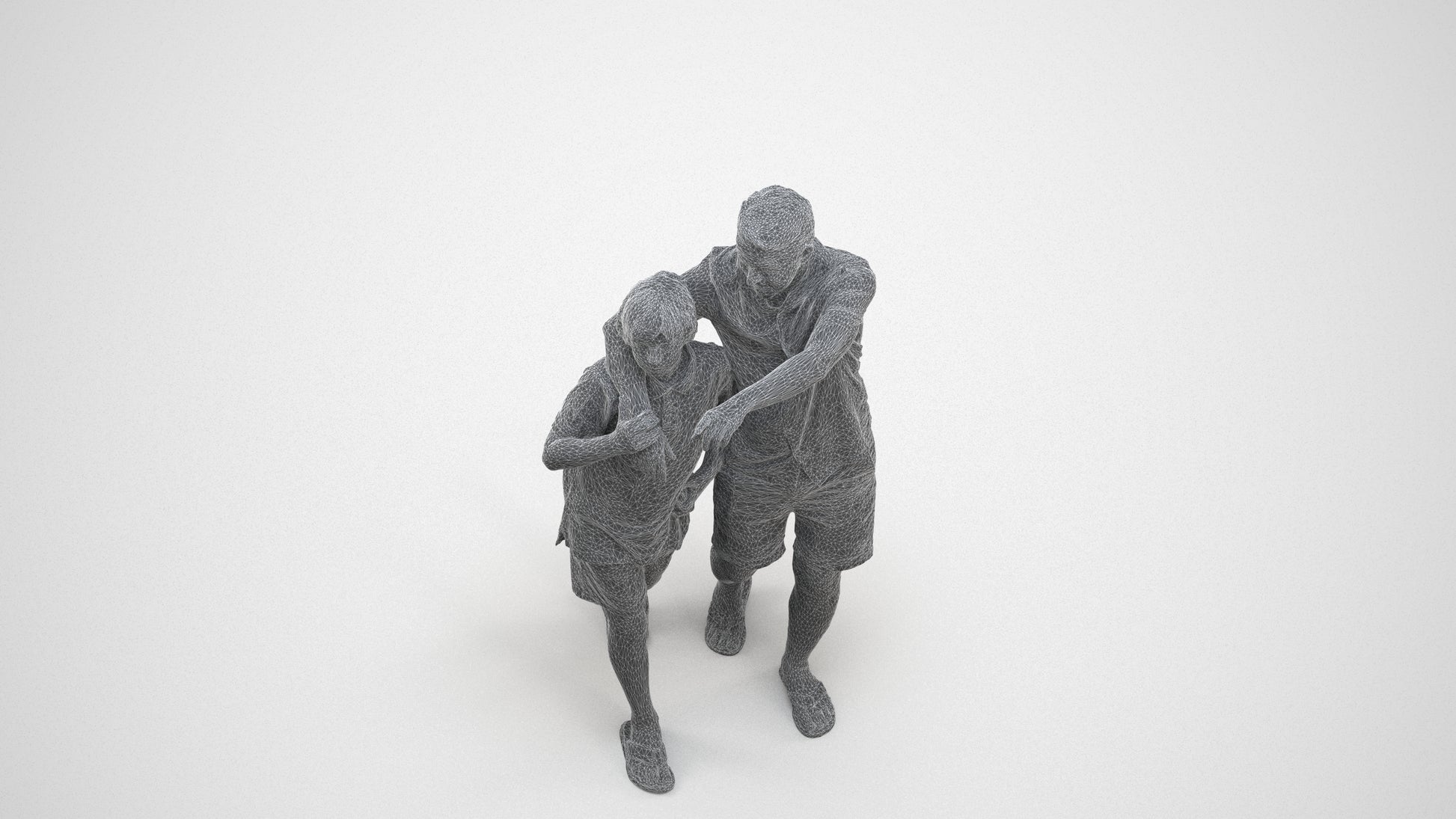 photogrammetry 3D boy kids, realistic human model archviz FBX, wireframe three-quarter view