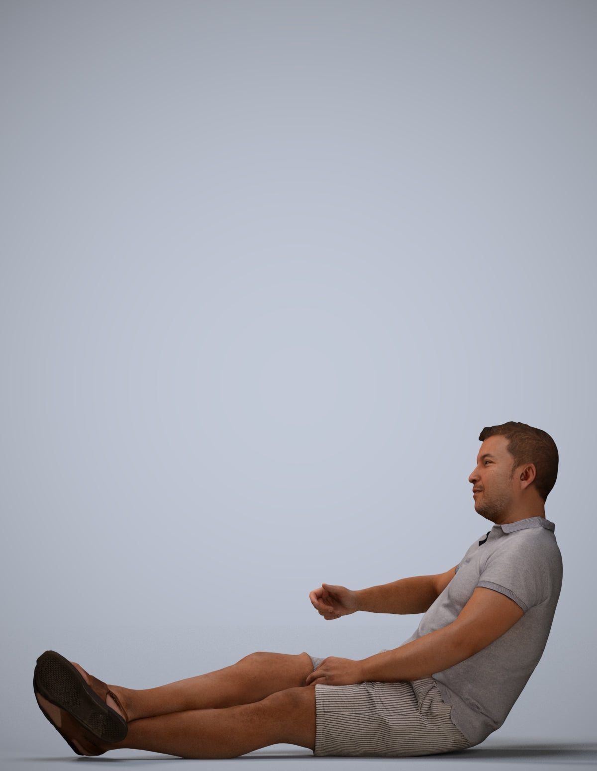 3D people model man casual sitting, scanned human for 3ds Max rendering
