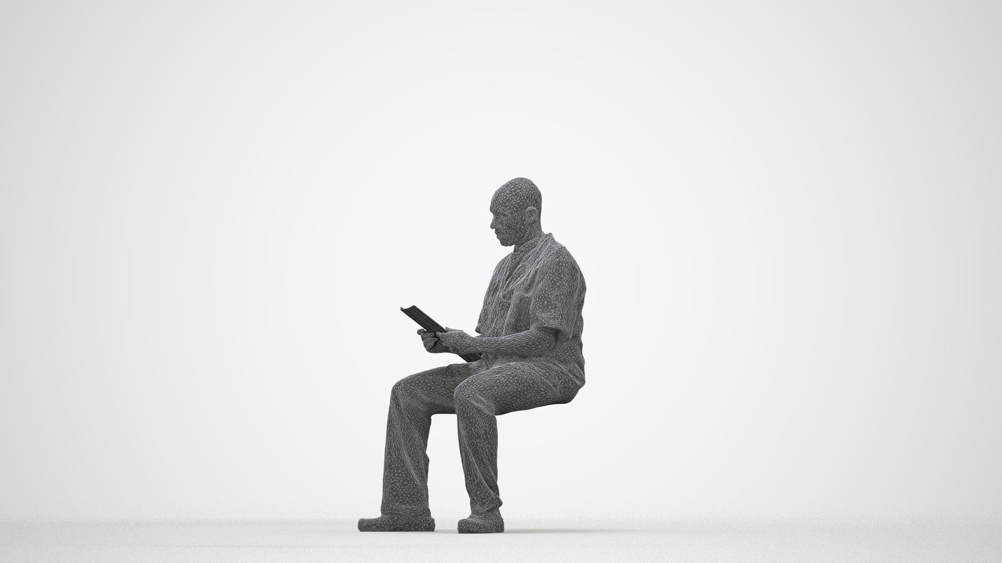 photogrammetry 3D man medical, realistic human model archviz FBX, wireframe back view