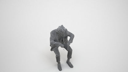 3D scanned man formalaffairs casual, photorealistic archviz people for Enscape and SketchUp, wireframe three-quarter view