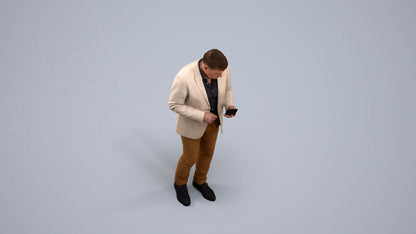 scanned 3D man business standing, photogrammetry people for Enscape and V-Ray, back view render