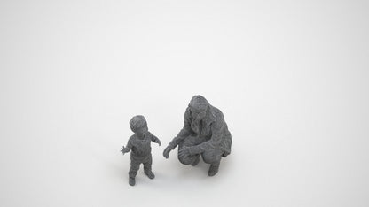 scanned 3D girl casual kids, photogrammetry people for Enscape and V-Ray, wireframe three-quarter view
