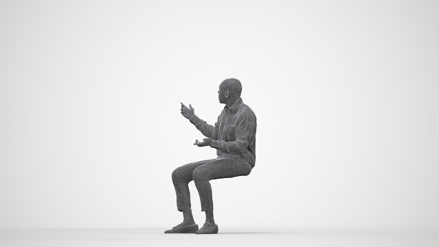 photogrammetry 3D man business, realistic human model archviz FBX, wireframe back view