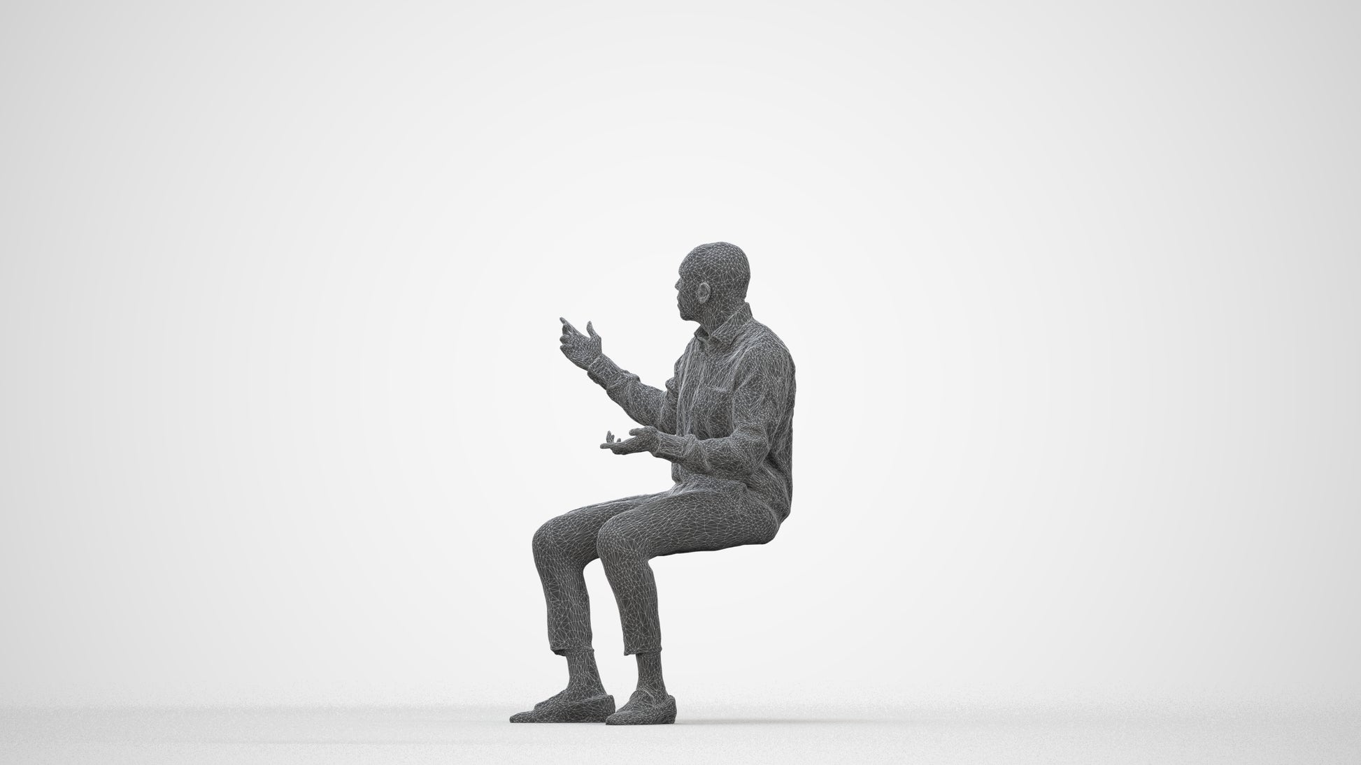 photogrammetry 3D man business, realistic human model archviz FBX, wireframe back view
