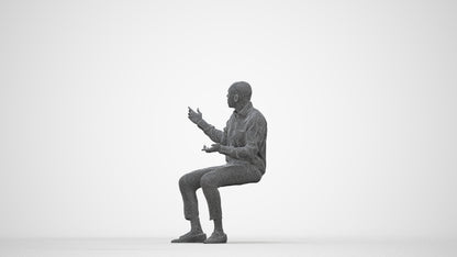 photogrammetry 3D man business, realistic human model archviz FBX, wireframe back view