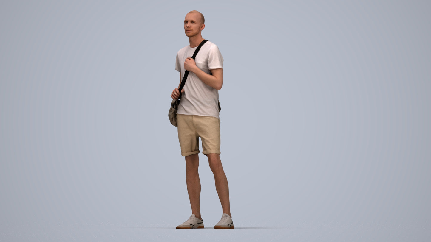 3D scanned man mix casual, photorealistic archviz people for Enscape and SketchUp, top-down view render