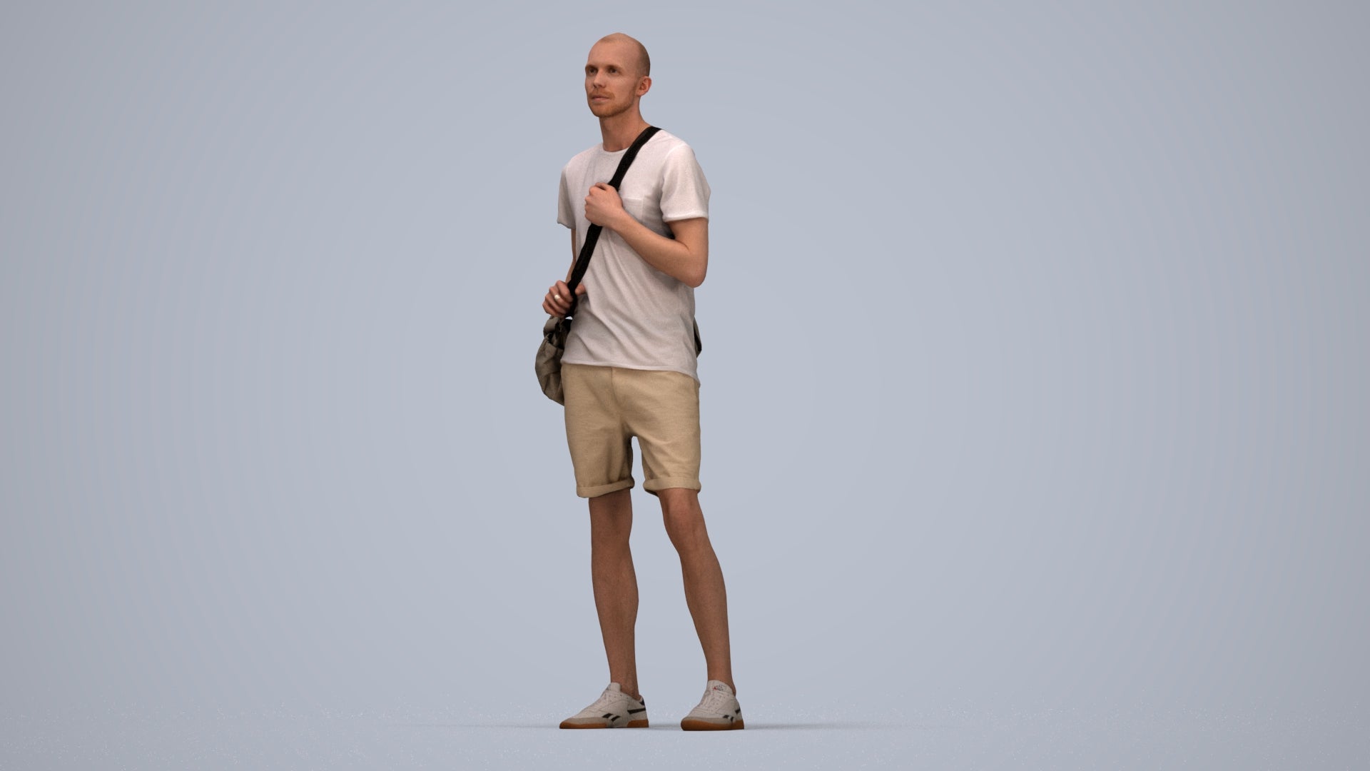 3D scanned man mix casual, photorealistic archviz people for Enscape and SketchUp, top-down view render