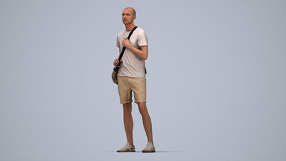 3D scanned man mix casual, photorealistic archviz people for Enscape and SketchUp, top-down view render