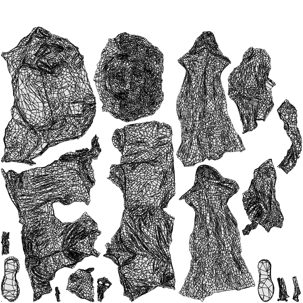 3D people model woman casual standing, scanned human for 3ds Max rendering, wireframe top-down view