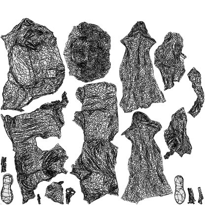 3D people model woman casual standing, scanned human for 3ds Max rendering, wireframe top-down view
