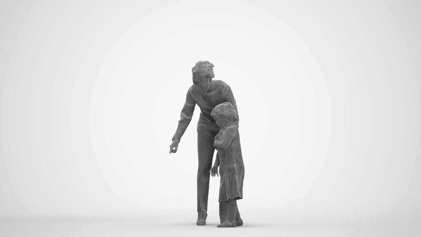 3D people model girl kids, scanned human for 3ds Max rendering, three-quarter front view render