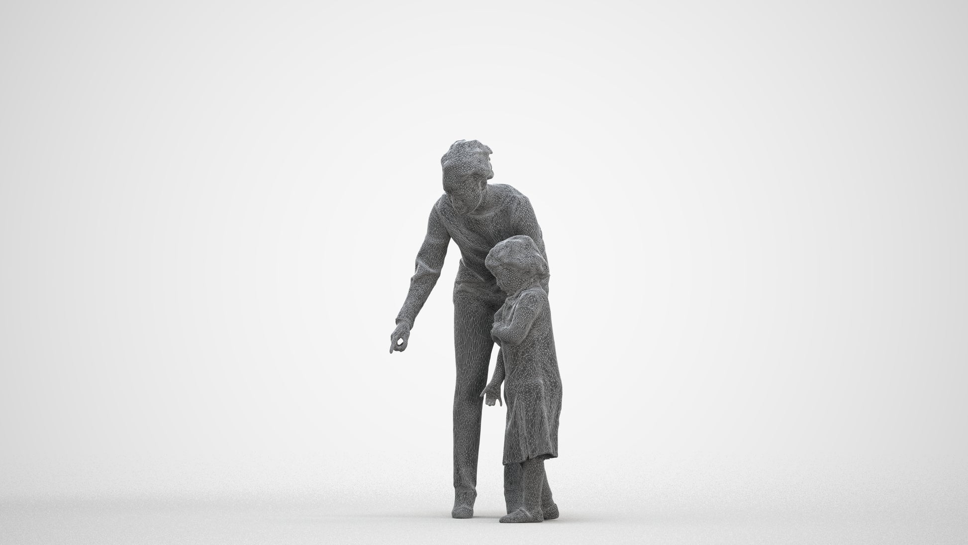 3D people model girl kids, scanned human for 3ds Max rendering, three-quarter front view render