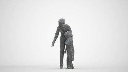 3D people model girl kids, scanned human for 3ds Max rendering, three-quarter front view render