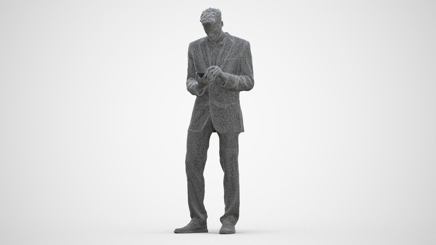 realistic 3D human man business, archviz people FBX OBJ for Blender, three-quarter front view render
