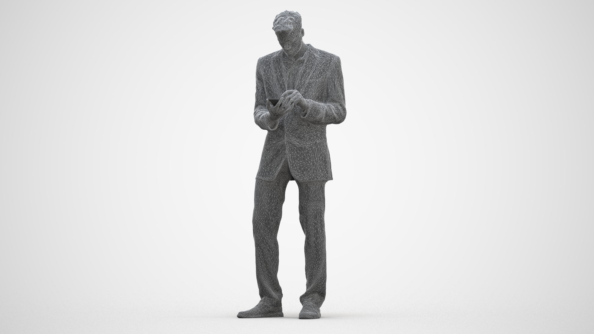 realistic 3D human man business, archviz people FBX OBJ for Blender, three-quarter front view render