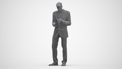 realistic 3D human man business, archviz people FBX OBJ for Blender, three-quarter front view render