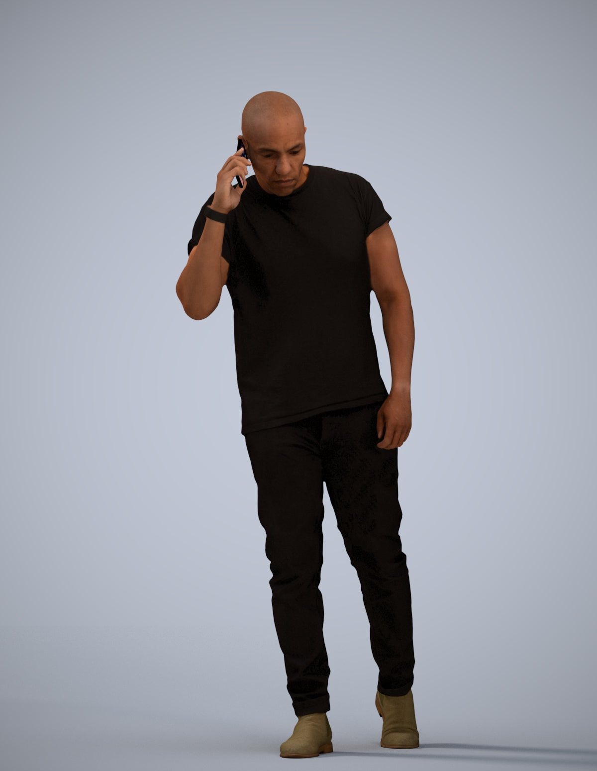 3D scanned man walking casual, photorealistic archviz people for Enscape and SketchUp