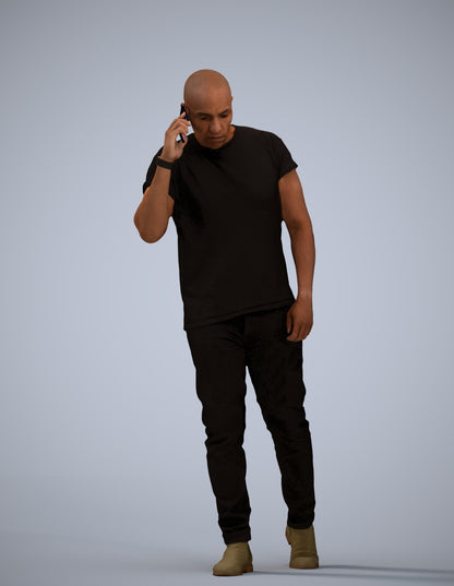 3D scanned man walking casual, photorealistic archviz people for Enscape and SketchUp