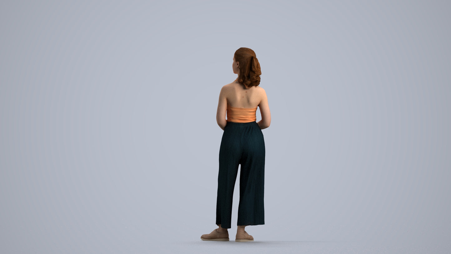 photogrammetry 3D girl casual kids, realistic human model archviz FBX, front view render