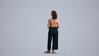 photogrammetry 3D girl casual kids, realistic human model archviz FBX, front view render