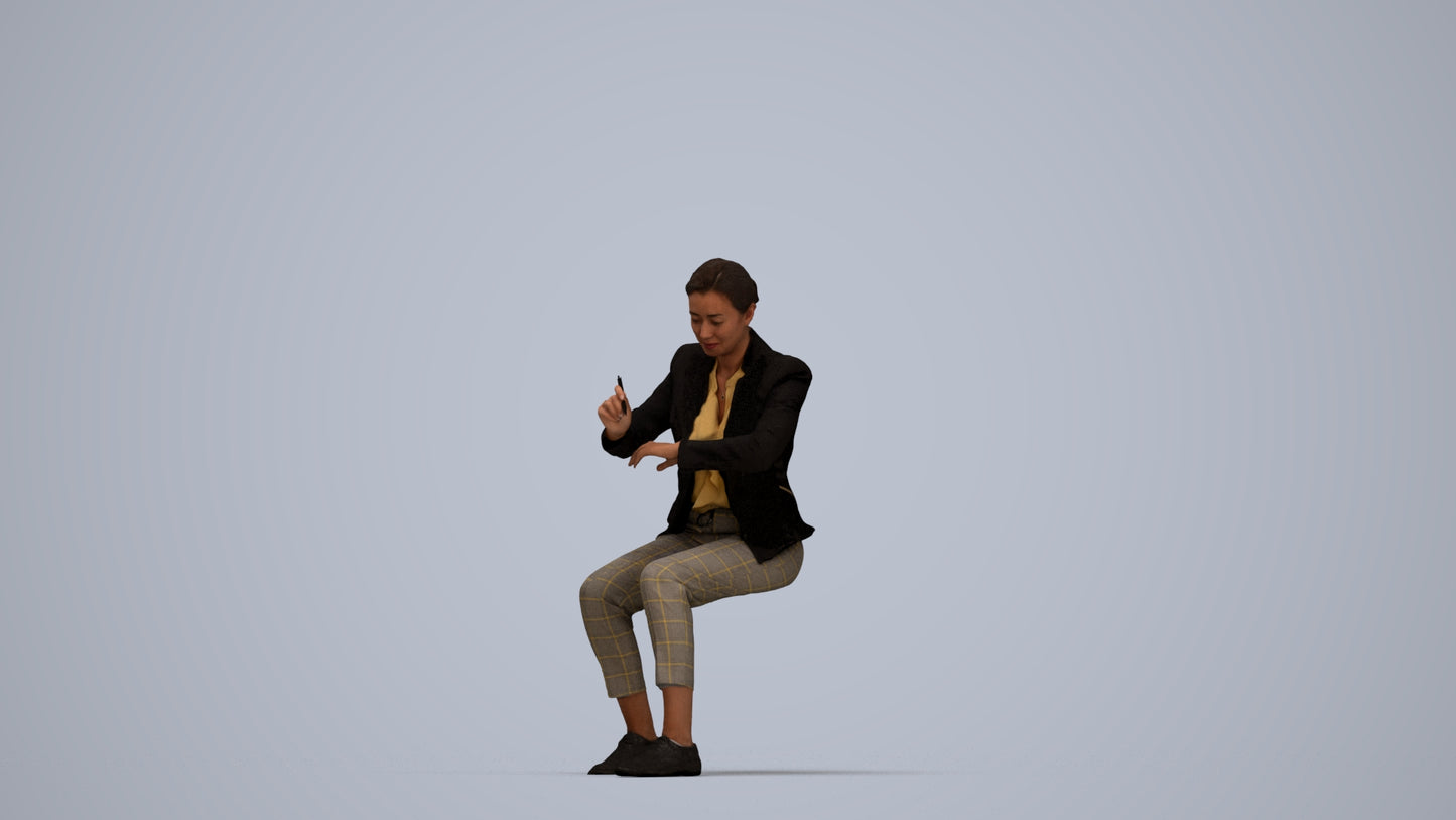 realistic 3D people woman business, render-ready for V-Ray and Corona, FBX OBJ, top-down view render