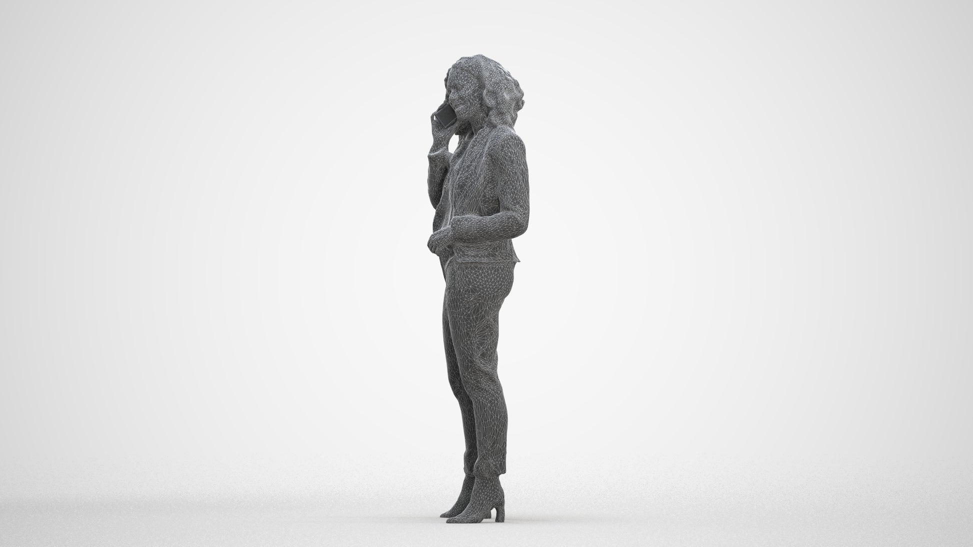 scanned 3D woman business standing, photogrammetry people for Enscape and V-Ray, three-quarter front view render