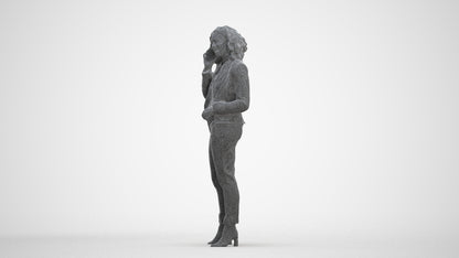 scanned 3D woman business standing, photogrammetry people for Enscape and V-Ray, three-quarter front view render