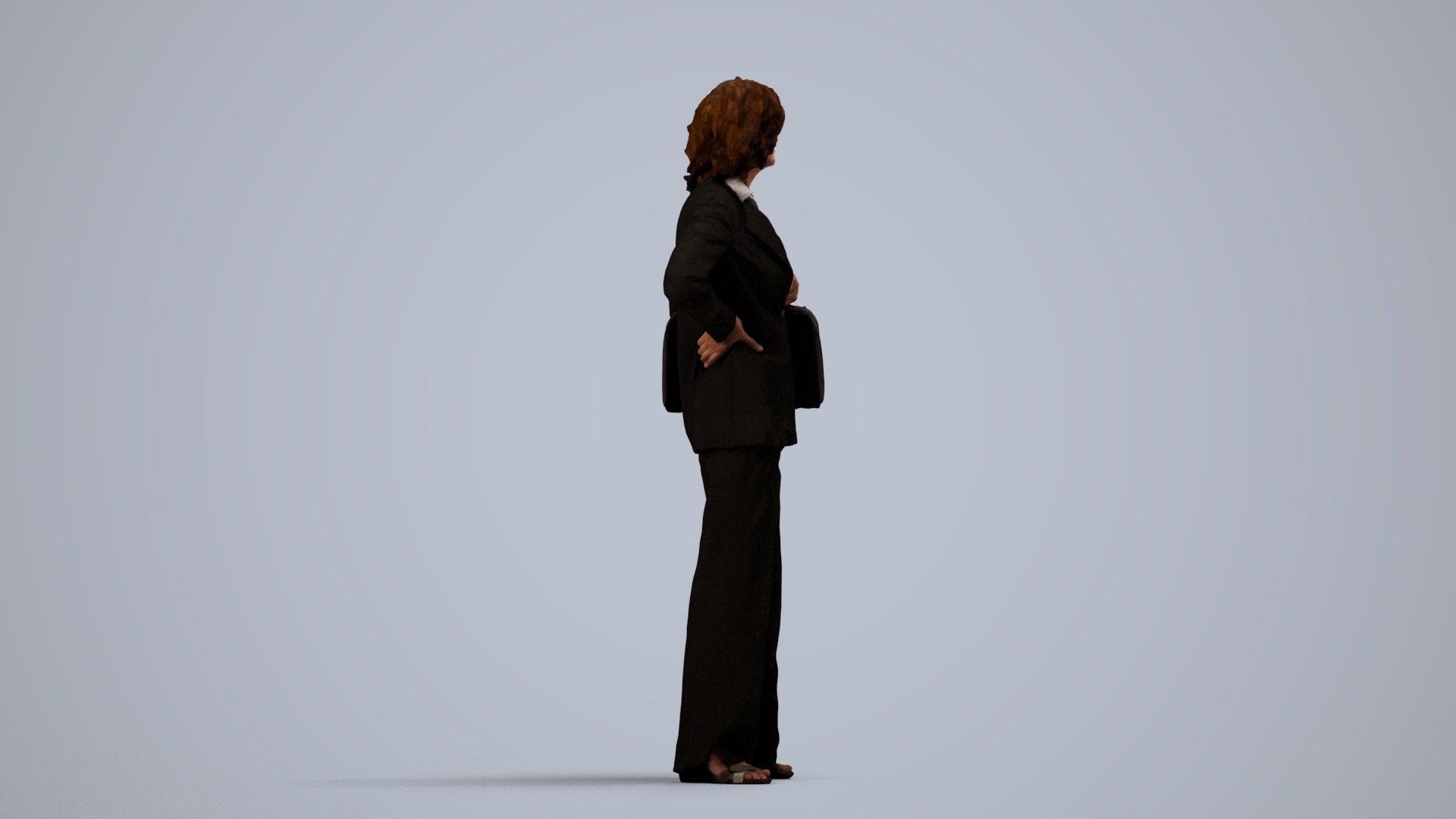 scanned 3D senior woman business, photogrammetry people for Enscape and V-Ray, side view render