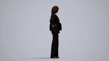 scanned 3D senior woman business, photogrammetry people for Enscape and V-Ray, side view render