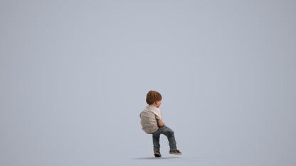 3D human model boy casual kids, photogrammetry scanned person for archviz, front view render