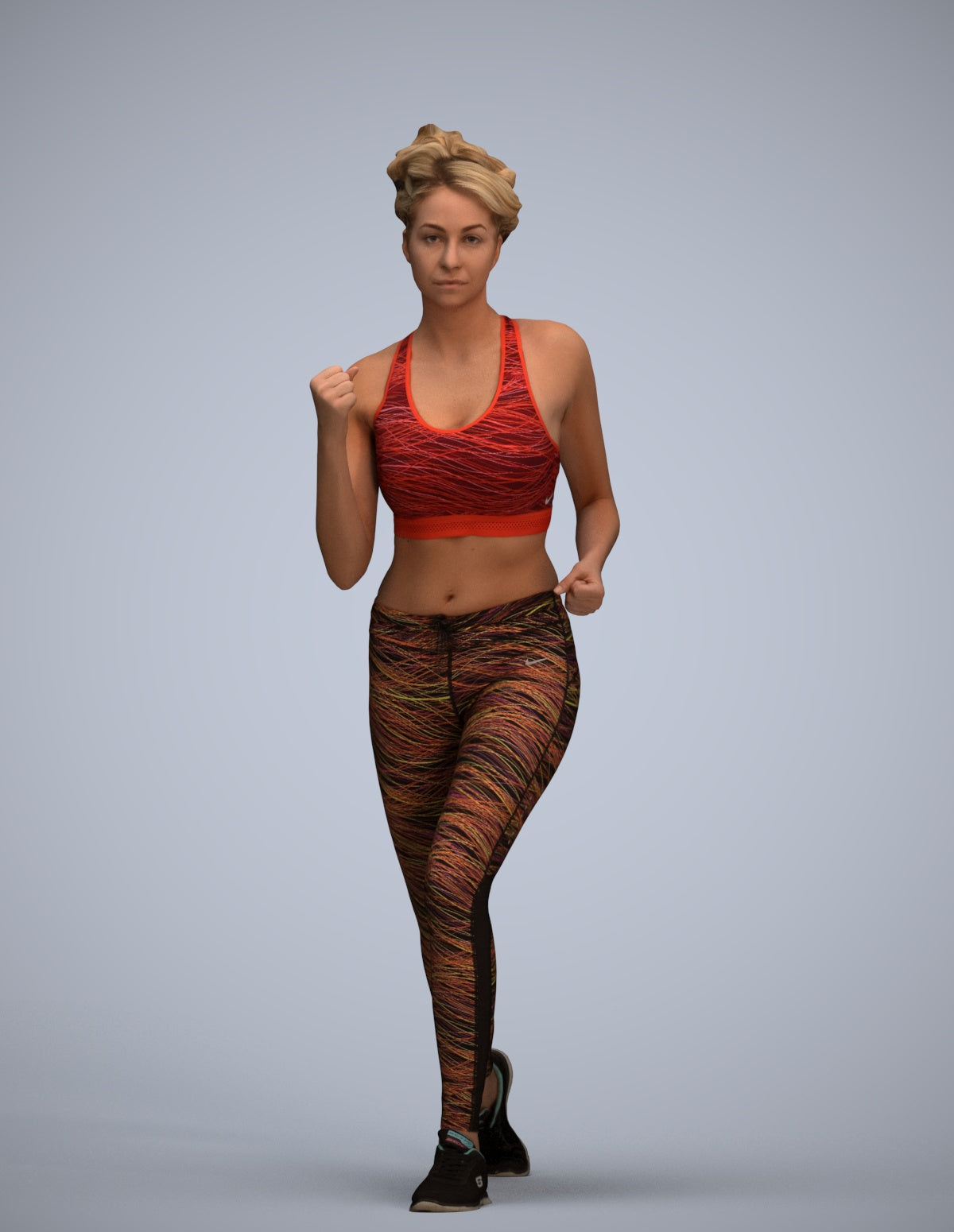 photogrammetry 3D woman sport walking, realistic human model archviz FBX