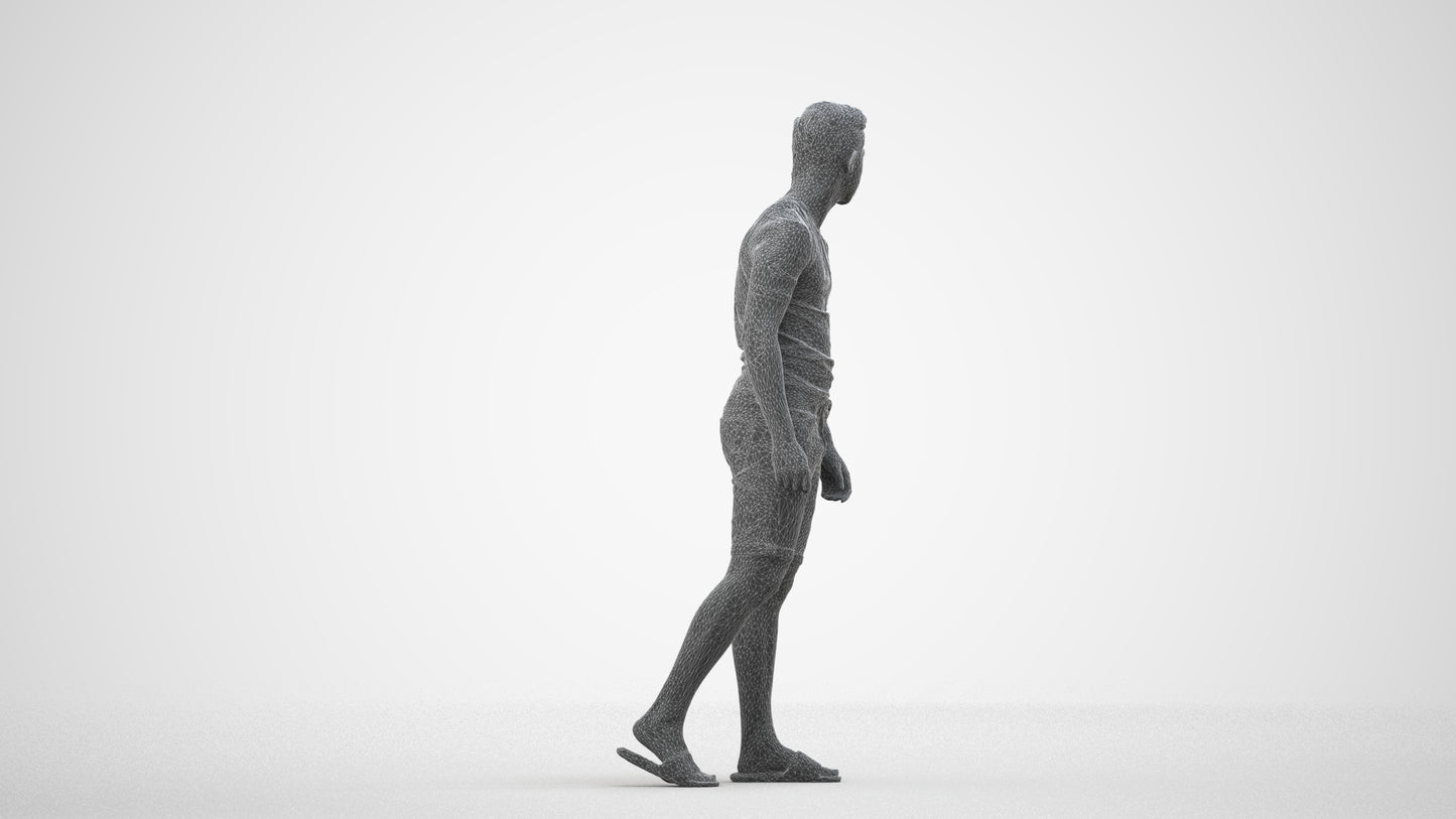 scanned 3D boy casual kids, photogrammetry people for Enscape and V-Ray, wireframe side view