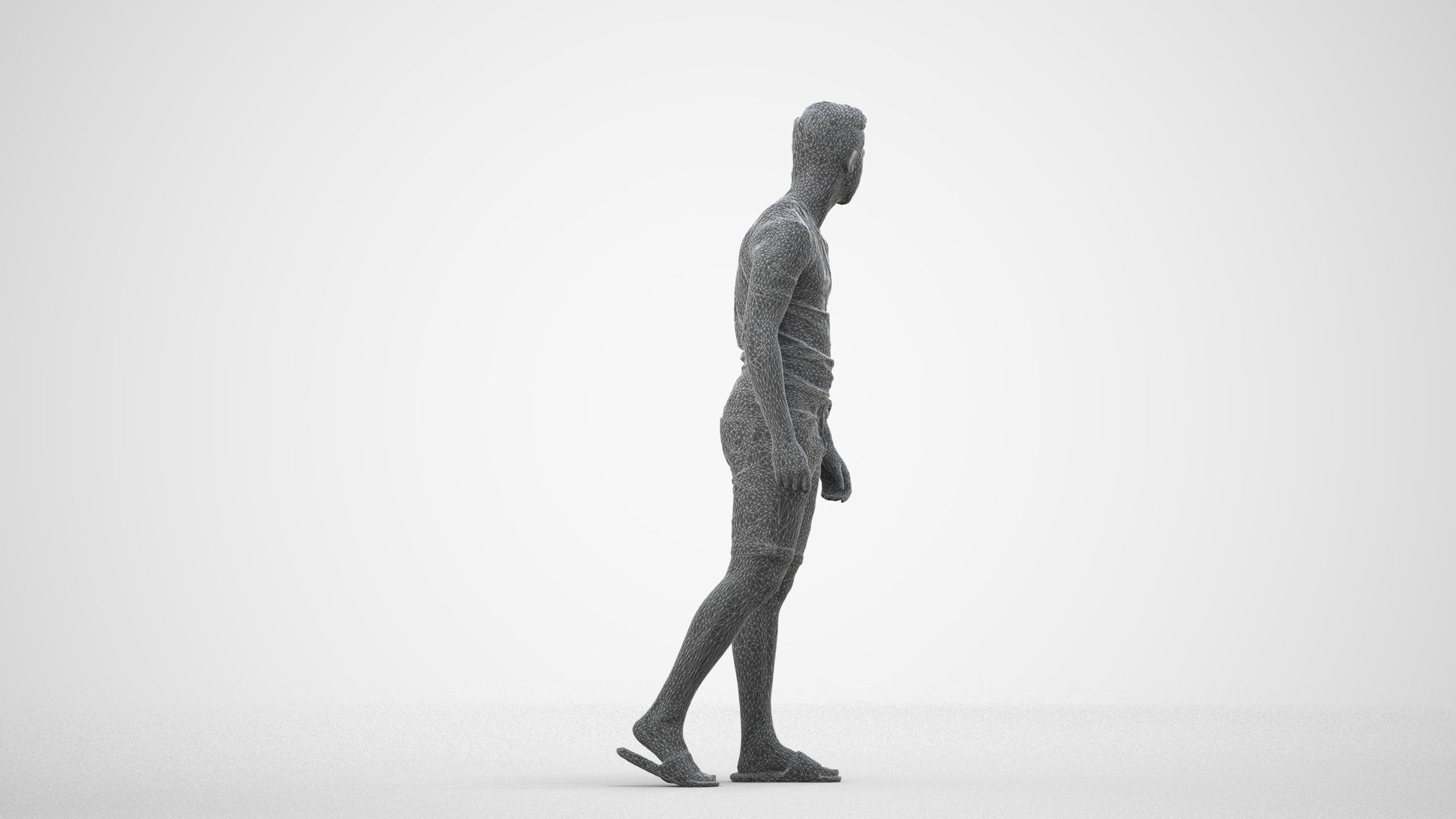 scanned 3D boy casual kids, photogrammetry people for Enscape and V-Ray, wireframe side view