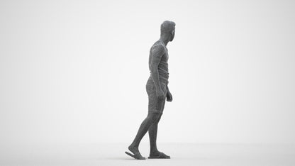 scanned 3D boy casual kids, photogrammetry people for Enscape and V-Ray, wireframe side view