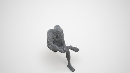 realistic 3D man casual sitting, scanned archviz people for Blender and 3ds Max, wireframe three-quarter view