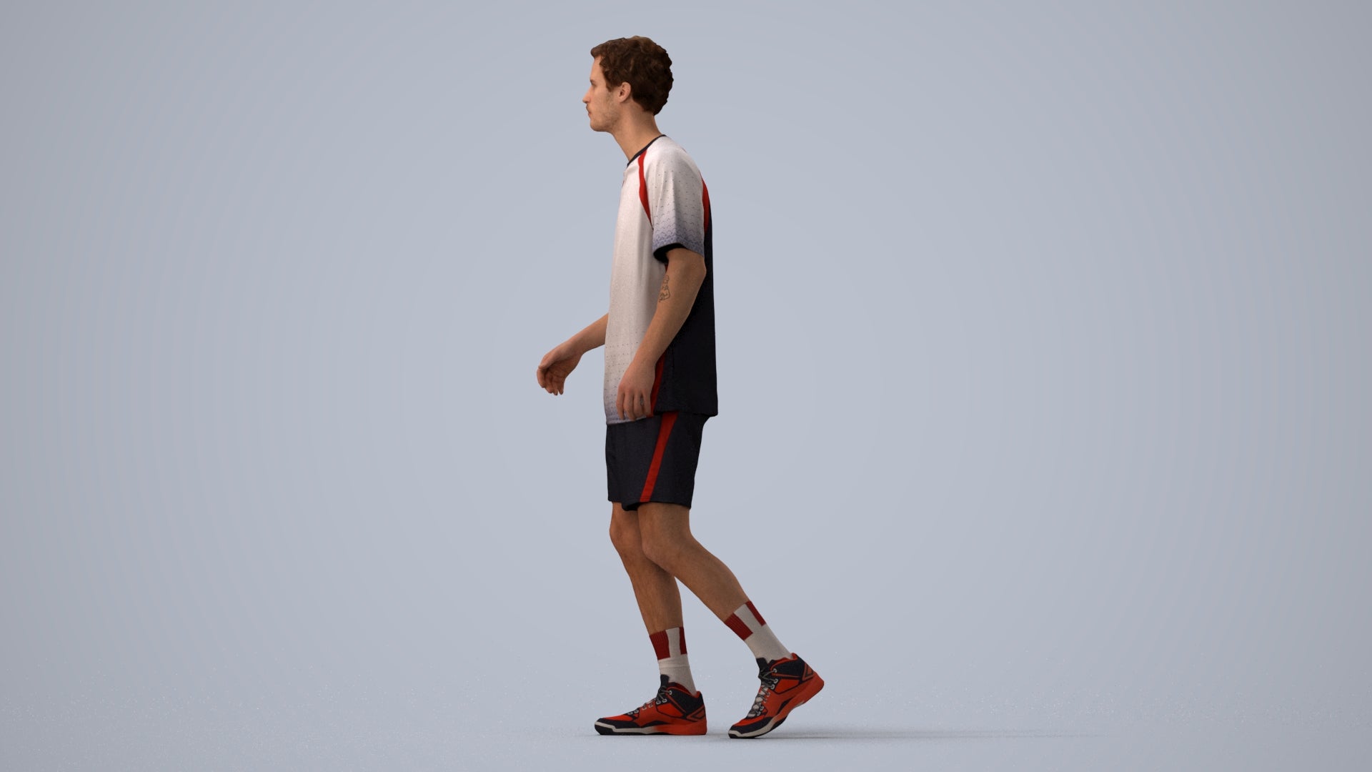 3D scanned man sport, photorealistic archviz people for Enscape and SketchUp, three-quarter view render