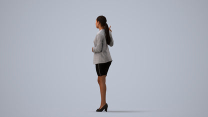 realistic 3D woman business, scanned archviz people for Blender and 3ds Max, three-quarter view render
